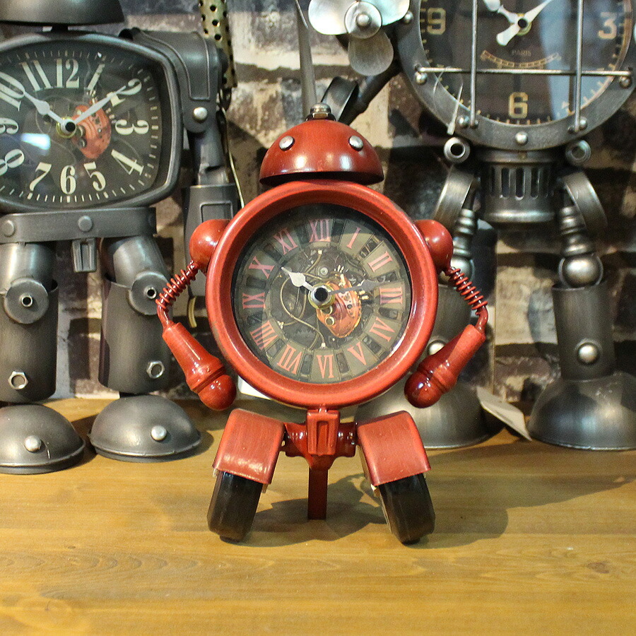 楽天市場】置き時計 おしゃれ アナログ ロボット ブリキ製