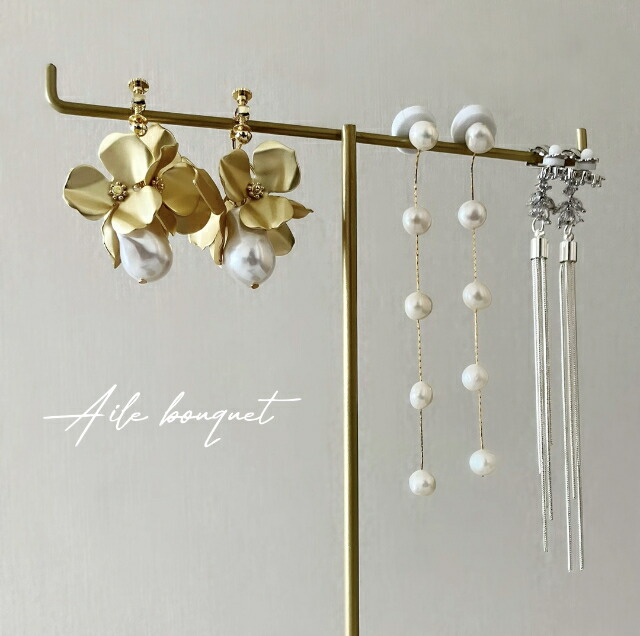 楽天市場】ブライダル ピアス イヤリング ウェディング 花 ゴールド