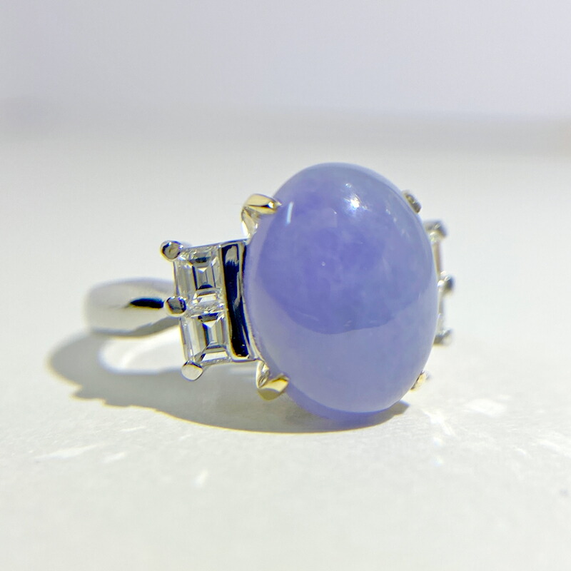 楽天市場】ラベンダー翡翠 5.058ct リング 10号 PT900 プラチナ K18YG