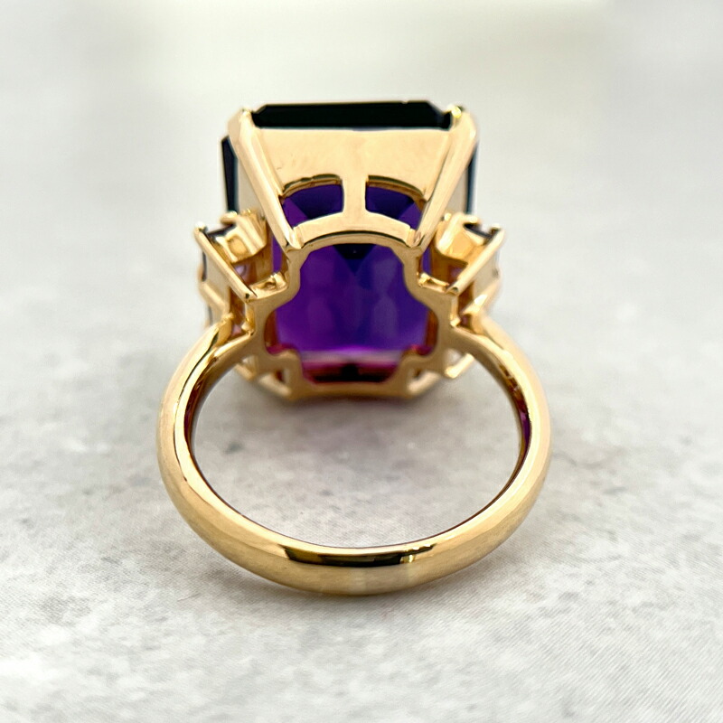 楽天市場】アメジスト 約19.8mm×15.0mm リング 15号 K18YG イエロー