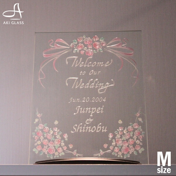 楽天市場】ウェルカムボード【バラとリボンのデザイン】ガラス