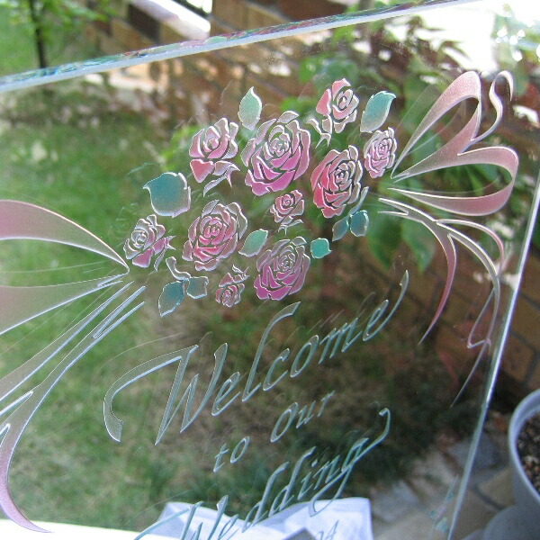 楽天市場】ウェルカムボード【バラとリボンのデザイン】ガラス