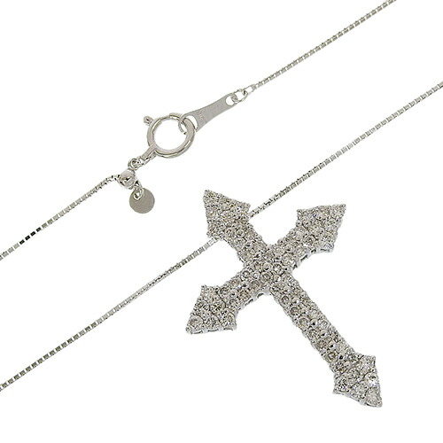 楽天市場】ダイヤモンド クロスネックレス K18 ホワイトゴールド WG