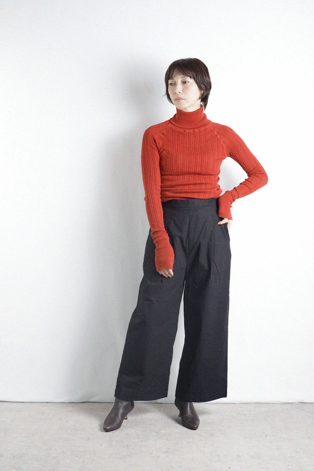 カシミア100%ミズノ MIZUNO タートルネックセーター レッド 3L