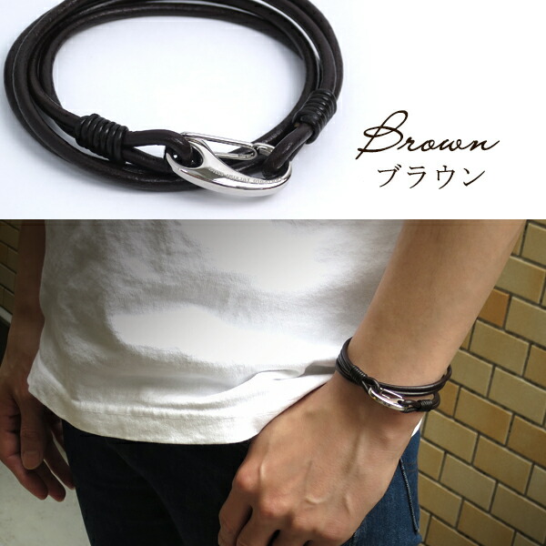 楽天市場】2重巻き ダブルライン レザーブレスレット 3mm 18cm