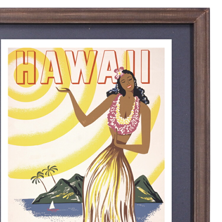 楽天市場】ハワイアン ポスター アート 絵画 プリント フレーム付き 額