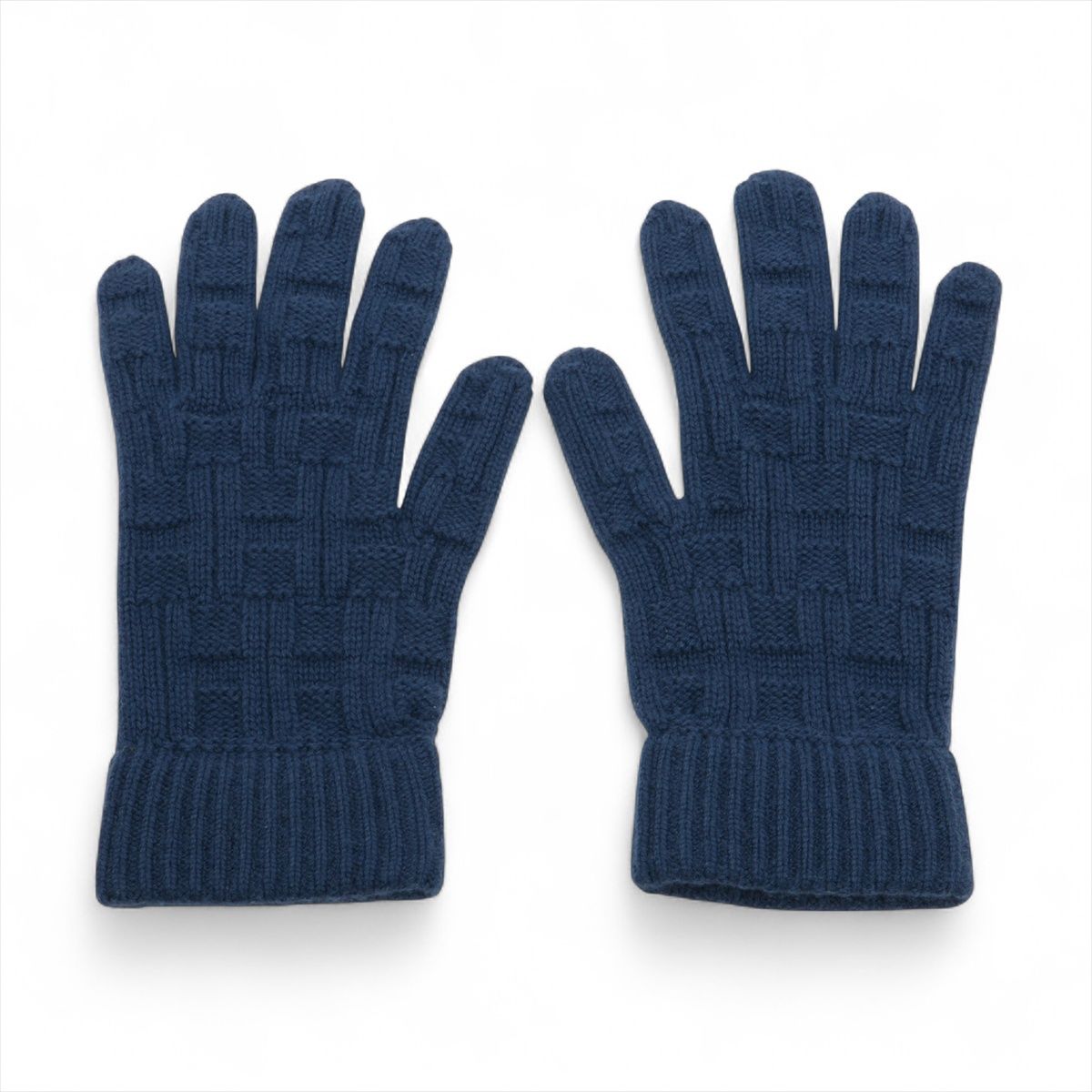 エルメス カシミア 手袋 グローブ H柄 紺色 名東】【HERMES】エルメス