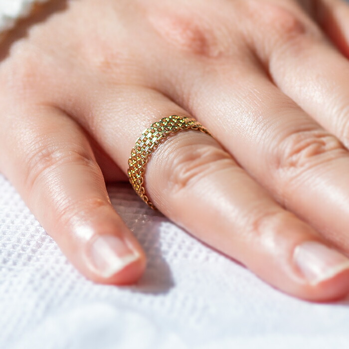 楽天市場】K18 YG ビスマルク チェーンリング リング 指輪 18金