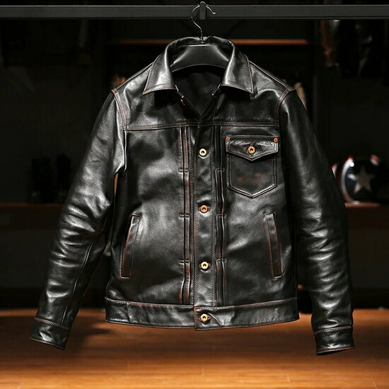 楽天市場】少量生産 革ジャン本革 馬革 ホースハイドメンズ レザー