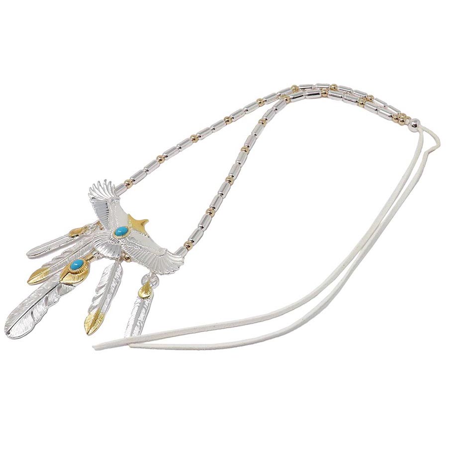 ハート金フェザー シルバー925 ネイティブ インディアンジュエリー