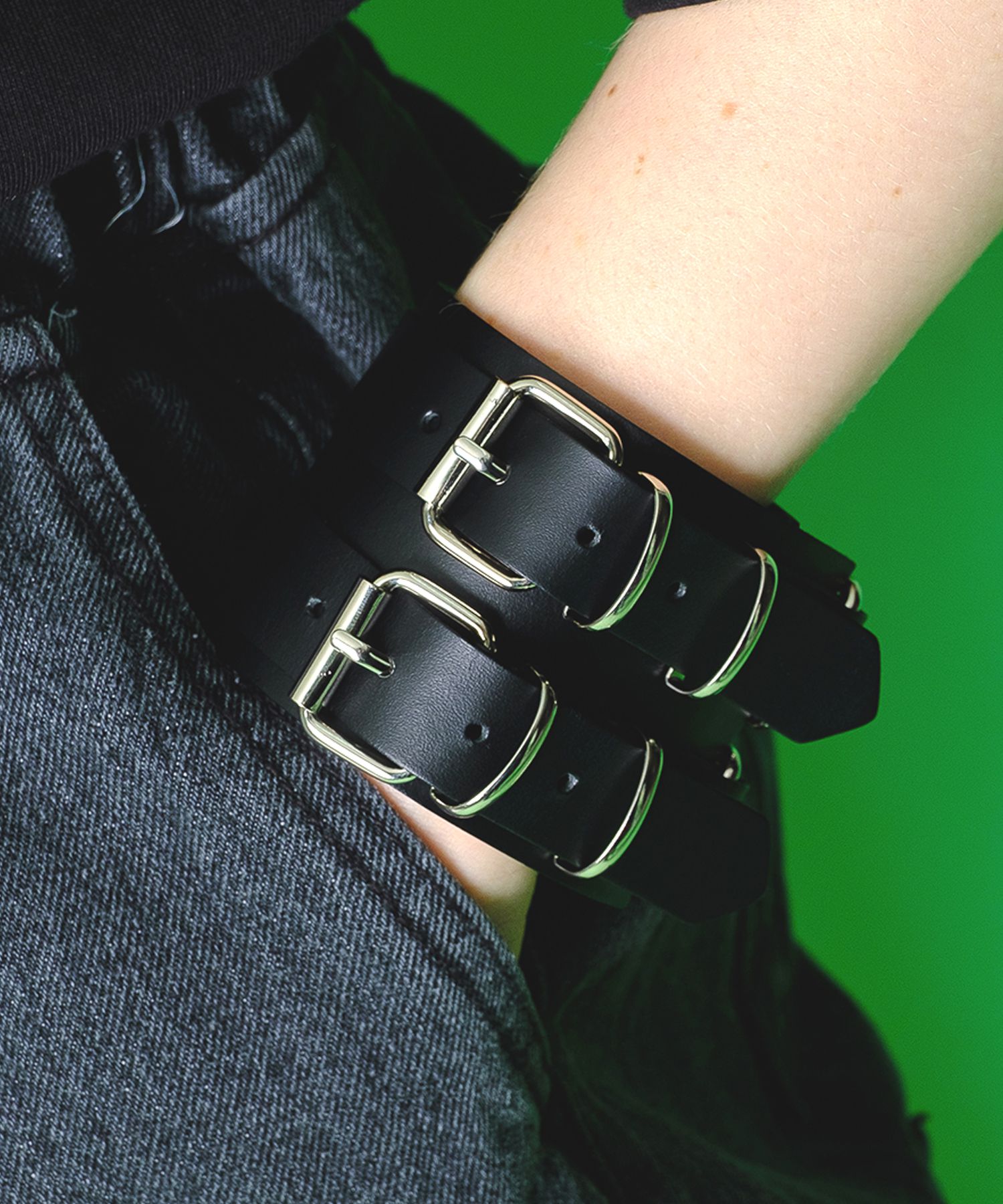 楽天市場】an meets zakka 2連バックルベルトワイドレザーバングル