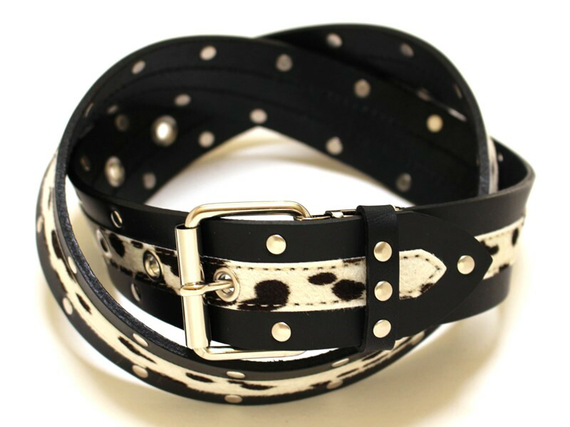 楽天市場】40ミリ幅 牛革 ロックスタッズベルトホワイトヒョウ柄ライン