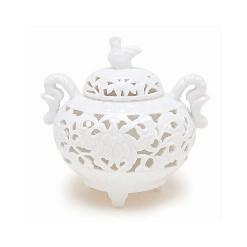 楽天市場】【日本香堂】白磁唐草透し彫【日本製】【香炉】【有田焼