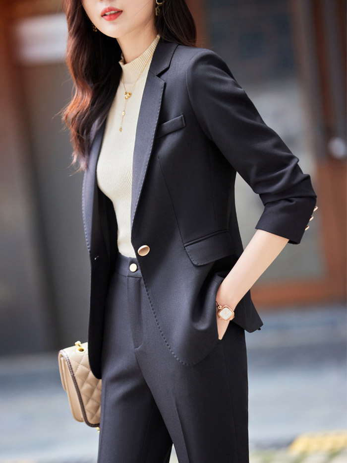 楽天市場】パンツスーツ 2点セット セットアップ ビジネススーツ