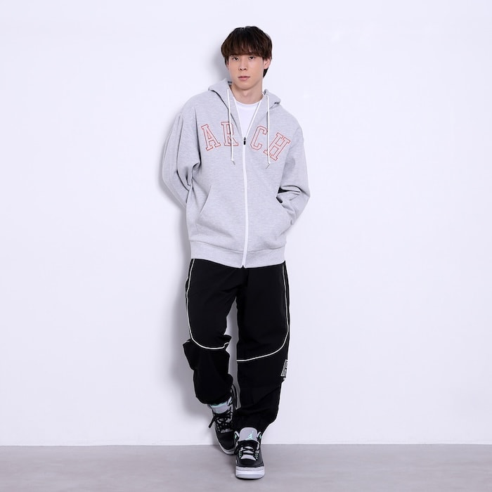 楽天市場】Arch college logo sweat zip parka【gray】 アーチ バスケ