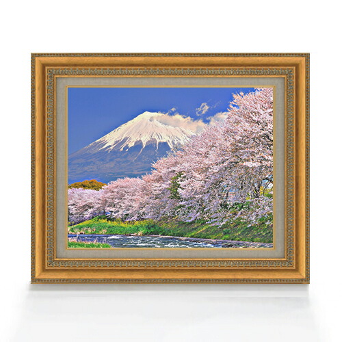 楽天市場】【油絵 直筆仕上げ】富士山-桜- F6サイズ 額入り 【/額入り