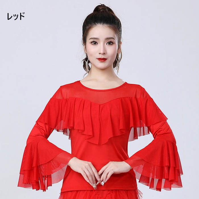 楽天市場】社交ダンス衣装 レディース ダンストップス ウェア 長袖