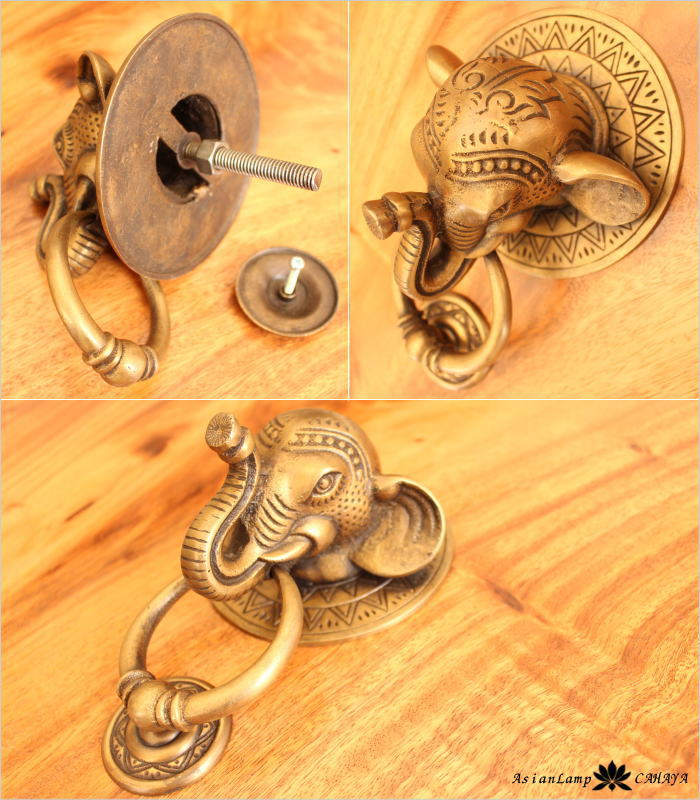楽天市場】アジアン雑貨 ドアノック ドアノッカー ＜象＞ H19cm 真鍮