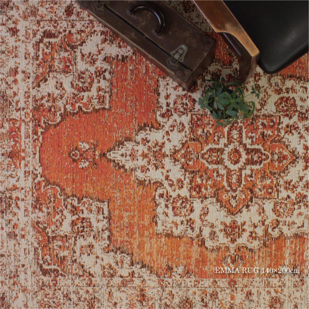 楽天市場】RugRu EMMA RUG 140×200cm ラグ ラグマット オレンジ レッド