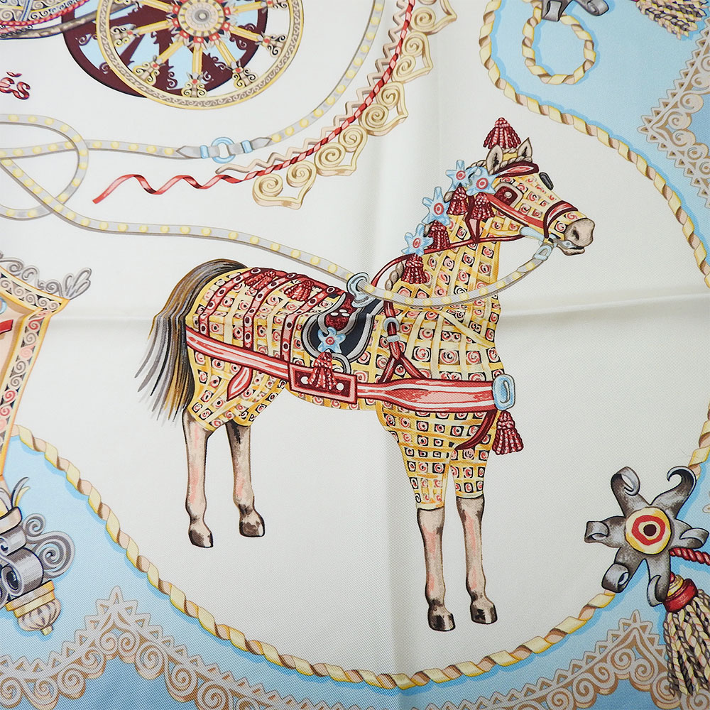 楽天市場】【中古】 エルメス スカーフ カレ90 シルク ライトブルー