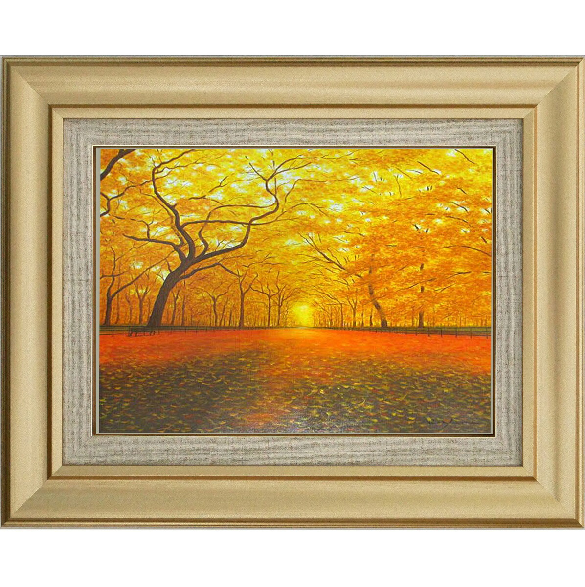 楽天市場】絵画 油絵 額入り油彩 手描き 油絵 いちょう並木 朝隈敏彦