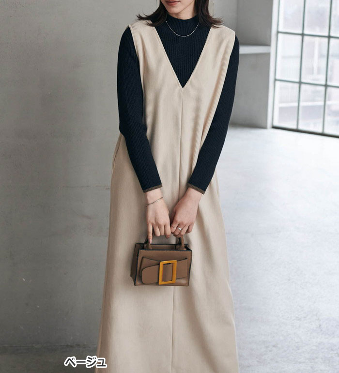 楽天市場】ジャンパースカート あったか裏ベロアニットコール