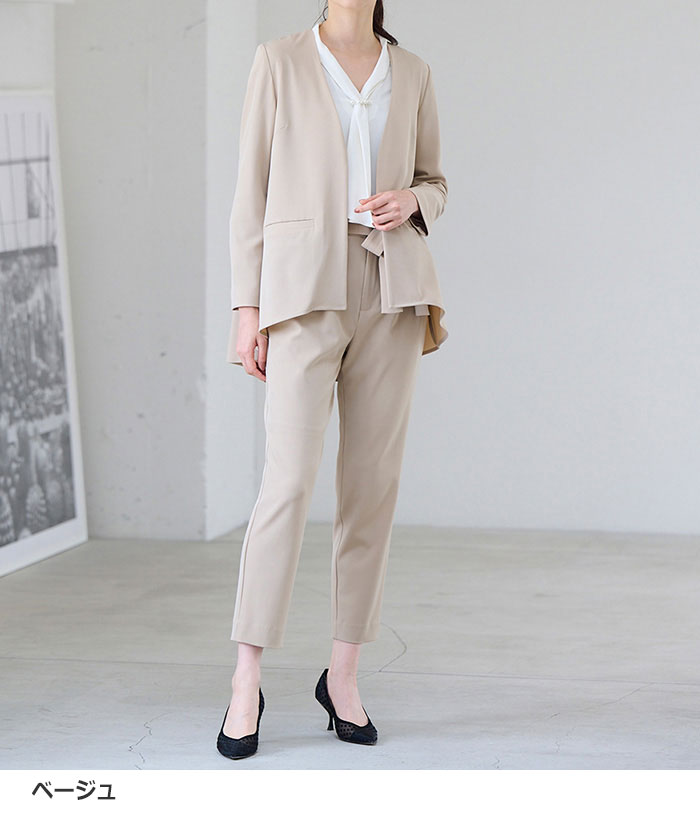 楽天市場】パンツスーツ M L LL 3L ＜2点セット＞洗える！フレアー