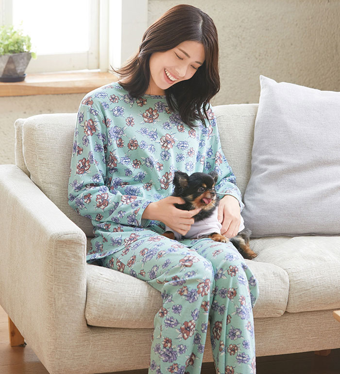 楽天市場】パジャマ 【2着組】綿100％花柄トラベルパジャマ(M〜5L