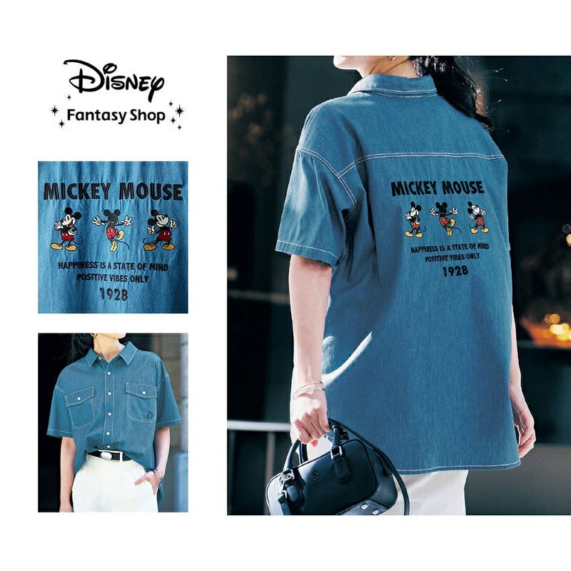 楽天市場】【Disney】 ディズニー 刺繍デニムシャツ「ミッキーマウス
