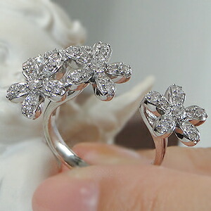楽天市場】Pt900 ダイヤモンド フラワー フォークリング 指輪 フラワー