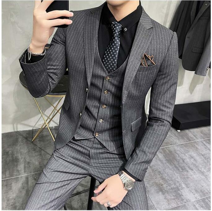 楽天市場】メンズ スーツ ストライプ 柄 スリーピーススーツ メンズ 3