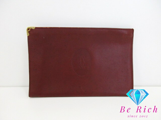 楽天市場】カルティエ Cartier ポーチ マスト ライン ボルドー レザー