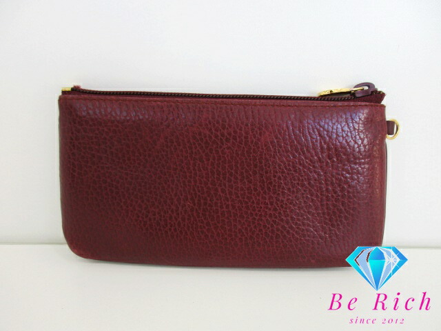 楽天市場】カルティエ Cartier ポーチ ボルドー レザー ロゴ 小物入れ