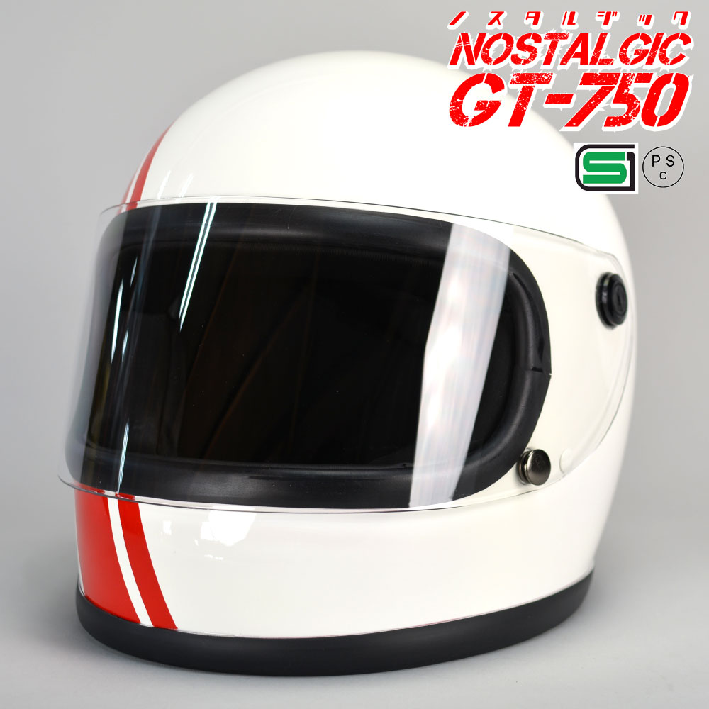 楽天市場】GT750 ヘルメット 族ヘル ナックルライン 白ベース シールド