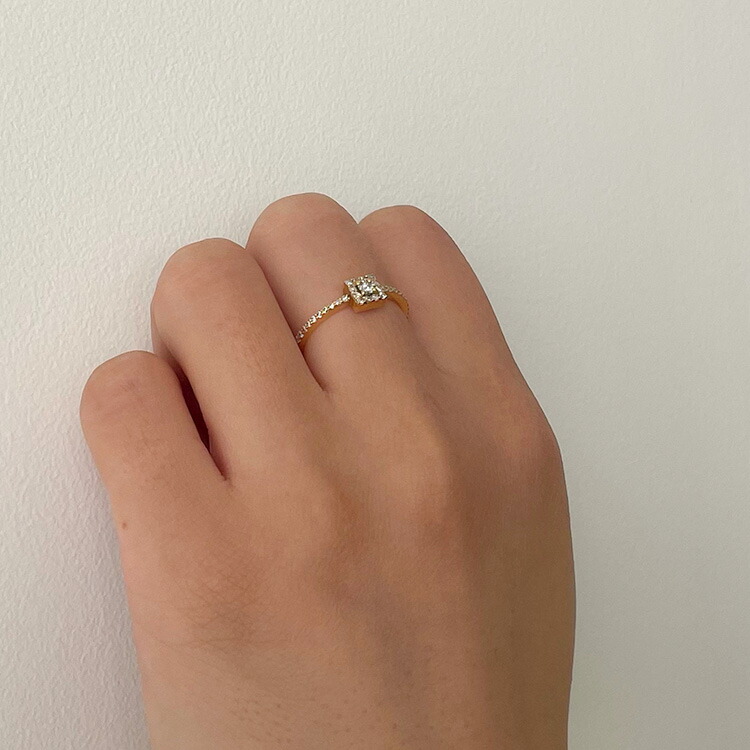 楽天市場】イエローゴールド ダイヤリング 18金 リング プリンセス