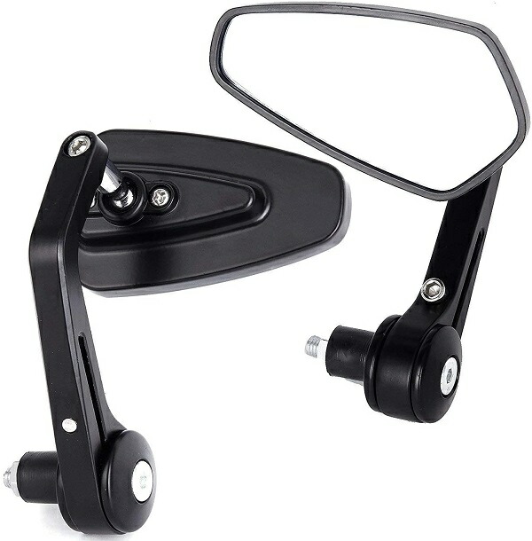 楽天市場】7/8 22mm バーエンドミラー バックミラー ブラック サイド