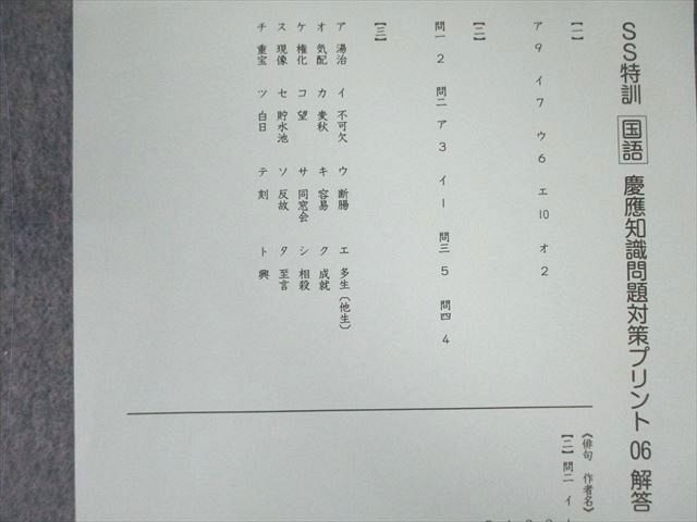 楽天市場】SAPIX サピックス SS特訓 慶應知識問題対策プリント 国語