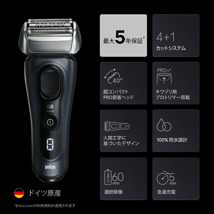 楽天市場】BRAUN ブラウン 電気シェーバー 充電式 シリーズ8 8617s