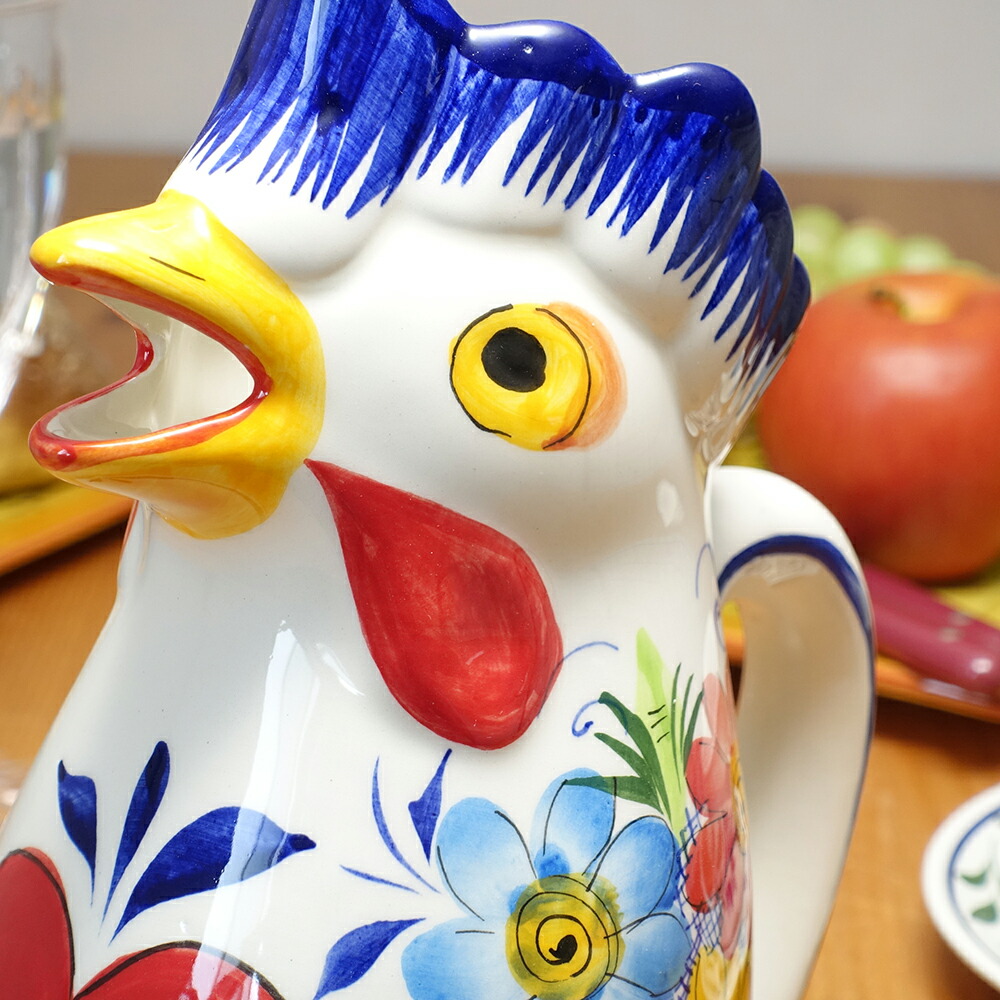 楽天市場】ポルトガル製 陶器製 ニワトリ ジャグ 水差し ハンドメイド