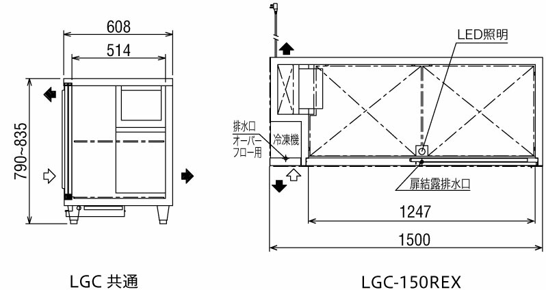 楽天市場】LGC-150REX フクシマガリレイ スライド扉小型冷蔵ショー