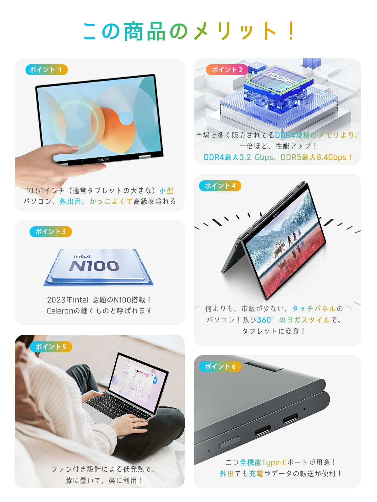 楽天市場】☆CHUWI ノートパソコン タッチパネル 10.51インチ 360