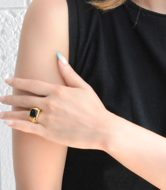 楽天市場】k18 リング オニキス イエローゴールド 指輪 18金 印台