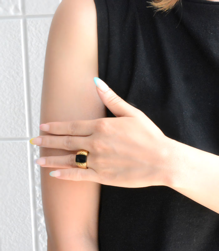 楽天市場】k18 リング オニキス 印台 イエローゴールド 指輪 18金