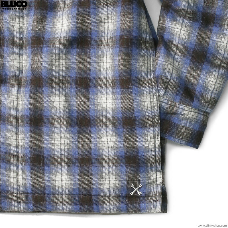 BLUCO 美品 BLUCO キルティングシャツ ネイビー OL-046 キルティング