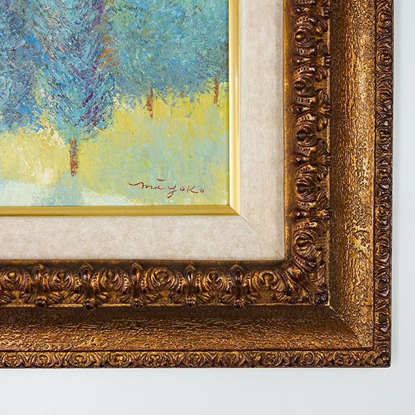 油絵 絵 絵画インテリア 額付(青緑＋金色の枠) F4-052113 人物 女性