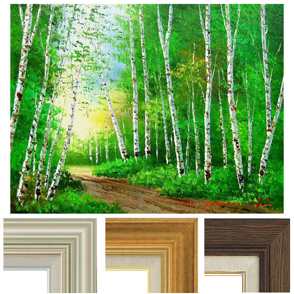 楽天市場】油彩画 小林幸三 「白樺林」 F6号 額入り 油絵 風景画 額装