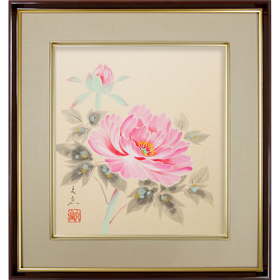 楽天市場】ボタン 花（日本画｜絵画）：アート・美術品・骨董品・民芸