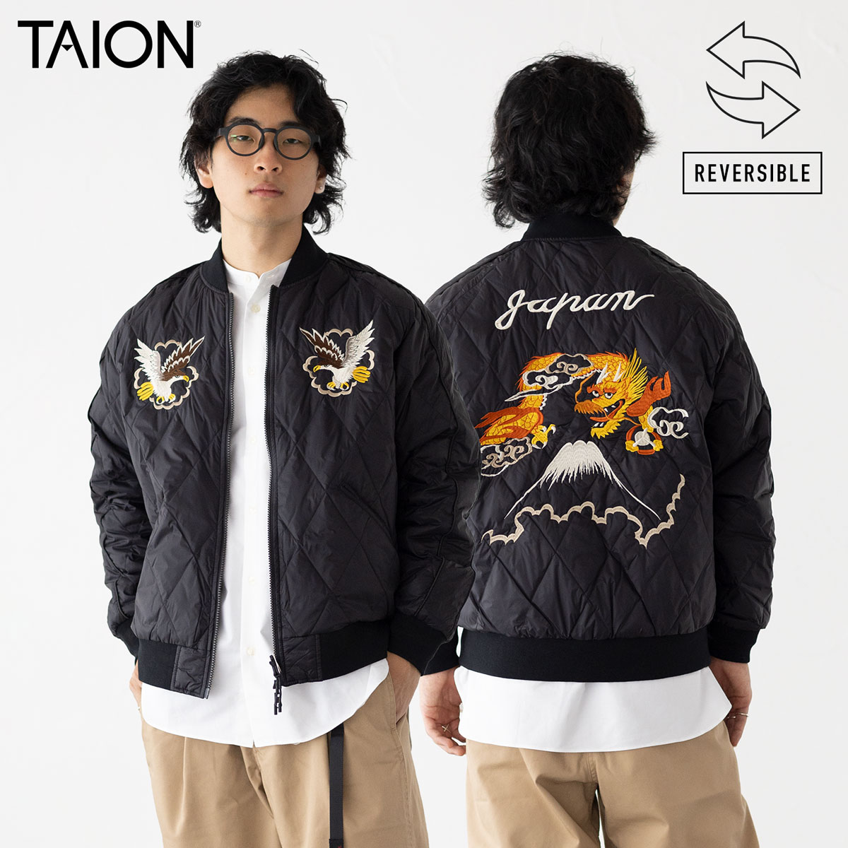 楽天市場】タイオン リバーシブル スカジャン ダウン ジャケット