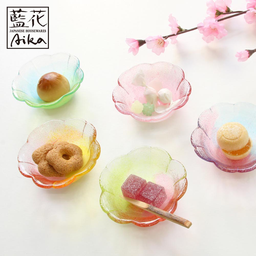 楽天市場】桜のいろどり 小鉢 ガラス 江戸硝子 藍花 【 ガラス鉢 豆皿