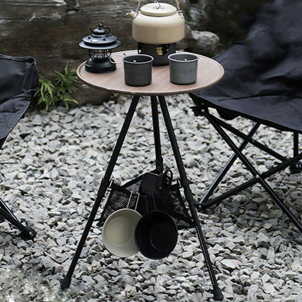 楽天市場】三脚キャンプテーブル 組立式 軽量 コンパクト 高さ調節 丸